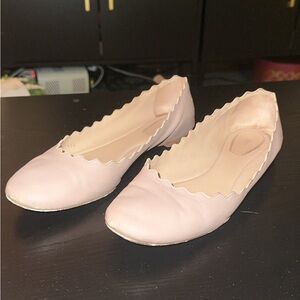 Women's Scalloped Edge Ballet Flats - Blush Pink